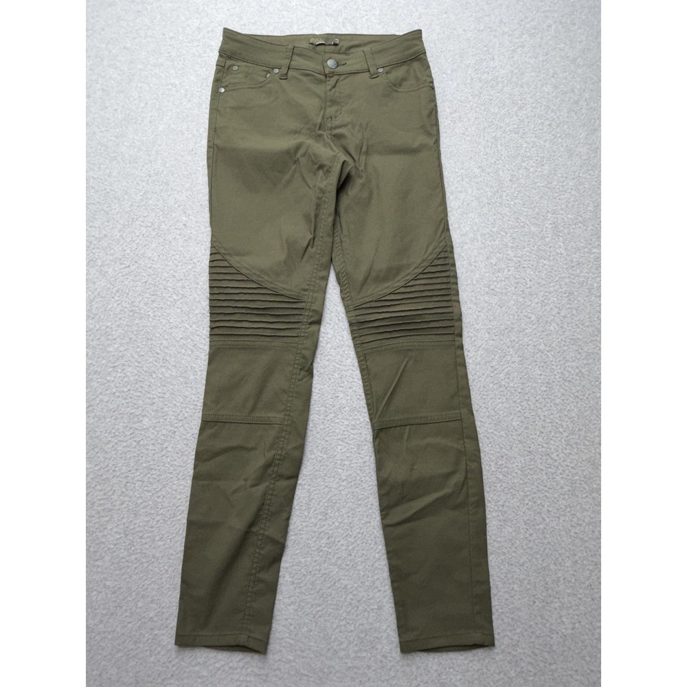 PrAna Pants Womens 4 Green Moto Skinny Stretch Zip‎ Fly 5 Pocket Casual
